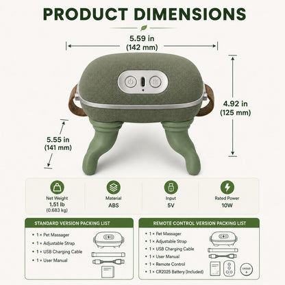 Remote control dog massager dimensions and packing list