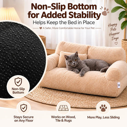 Paws in Awe Removable Plush Pet Sofa Bed for Cats & Small Dogs - Warm Supportive Couch for Indoor Naps & Easy Cleaning image 7