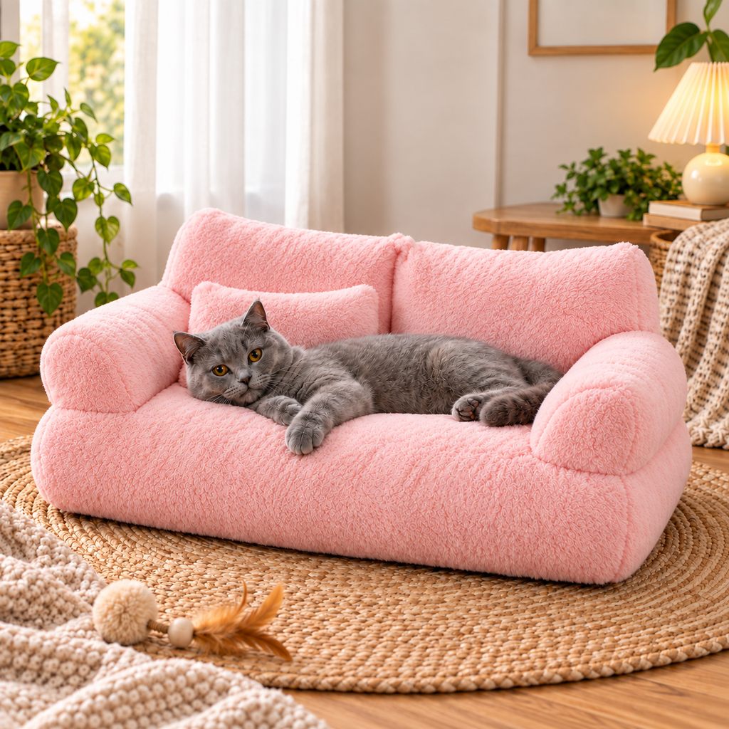 Paws in Awe Removable Plush Pet Sofa Bed for Cats & Small Dogs - Warm Supportive Couch for Indoor Naps & Easy Cleaning image 12