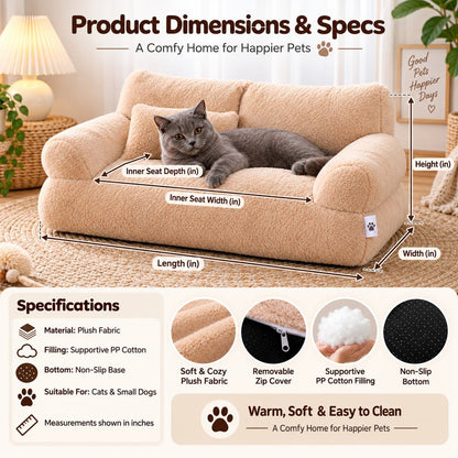 Paws in Awe Removable Plush Pet Sofa Bed for Cats & Small Dogs - Warm Supportive Couch for Indoor Naps & Easy Cleaning image 9