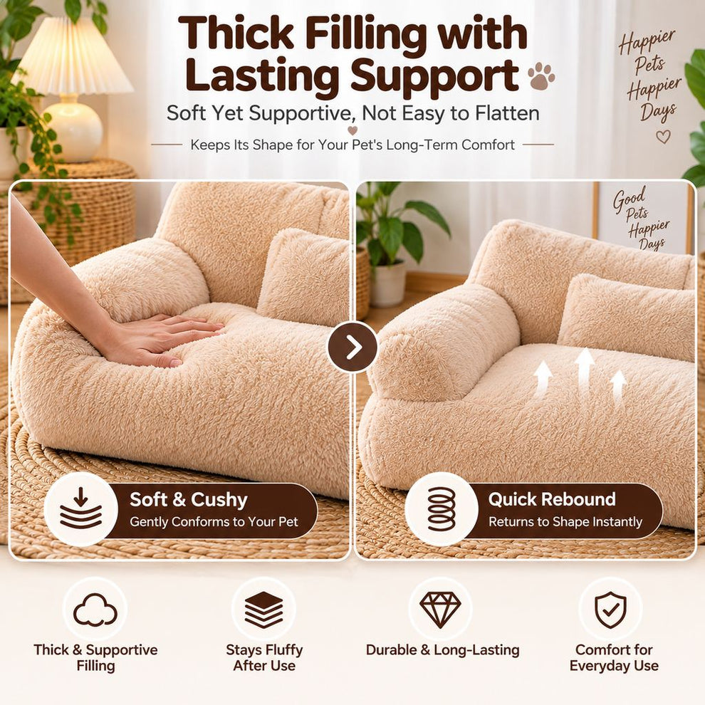 Paws in Awe Removable Plush Pet Sofa Bed for Cats & Small Dogs - Warm Supportive Couch for Indoor Naps & Easy Cleaning image 4