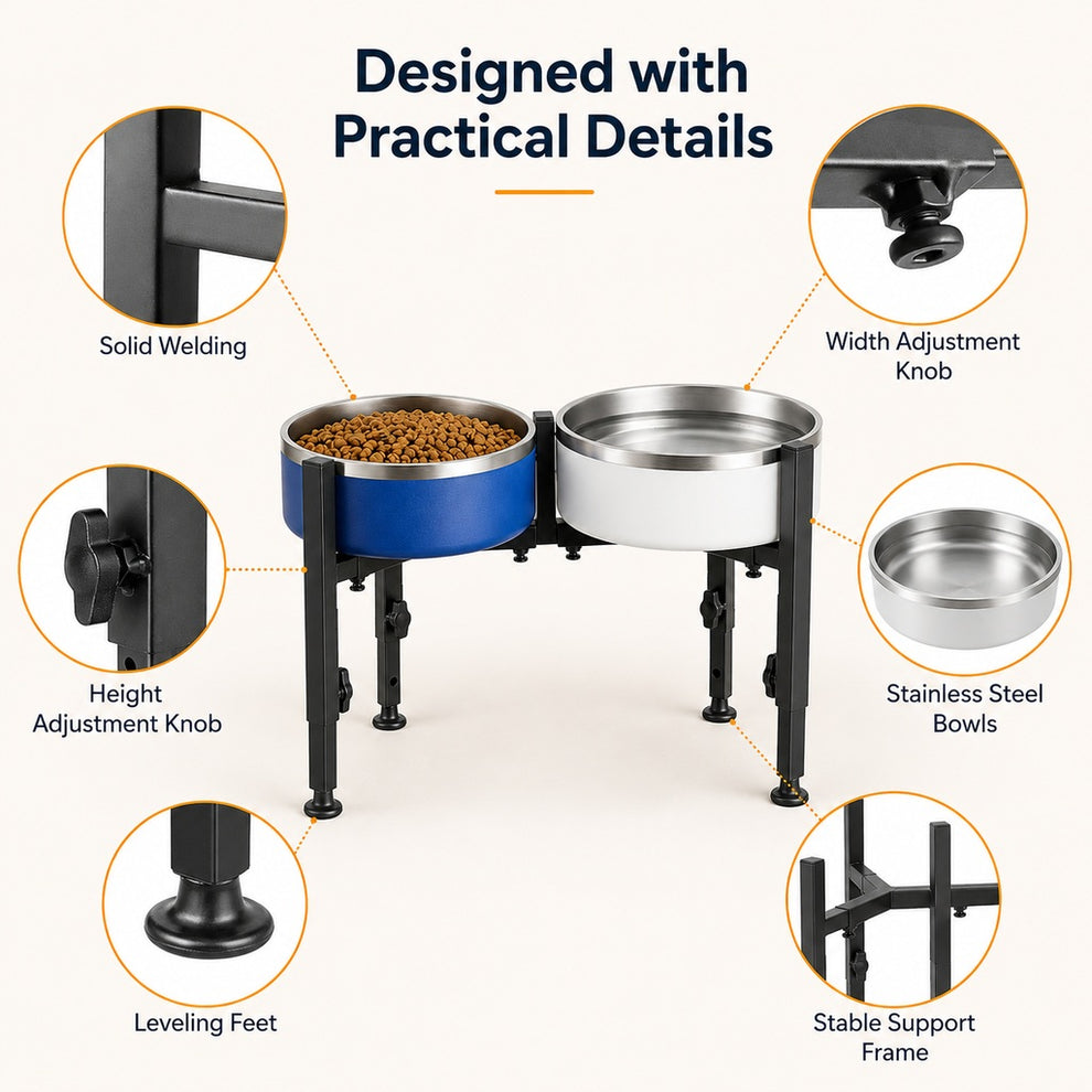 Paws in Awe Adjustable Raised Dog Bowl Stand for Home Feeding - No-Bend Metal Pet Bowl Holder for Cleaner, More Comfortable Meals image 6