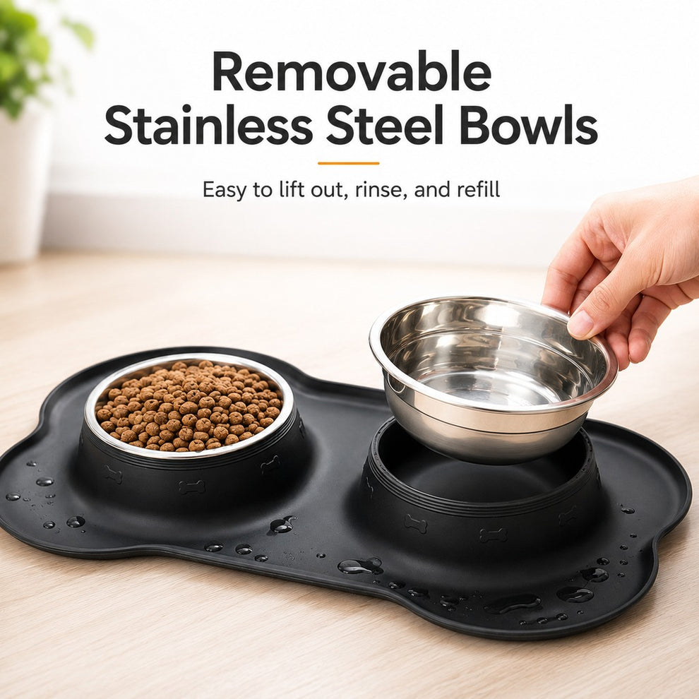 Paws in Awe Spill-Proof Dual Pet Bowl for Cats & Dogs - Mess-Free Food & Water Station for Cleaner Floors image 2