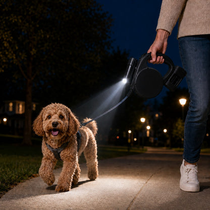Paws in Awe 3-in-1 Retractable Dog Leash for Night Walks - Built-In Flashlight & Poop Bag Holder for Easier, Cleaner Walks image 15