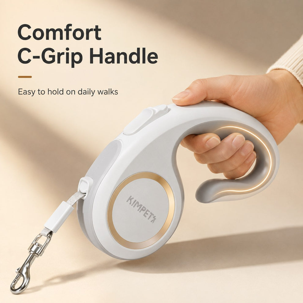 Comfort C grip handle retractable dog leash for daily walks
