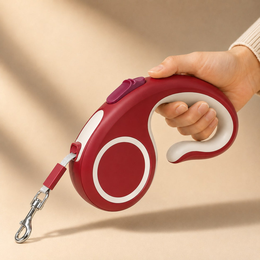 Red White retractable dog leash color option