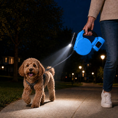 Paws in Awe 3-in-1 Retractable Dog Leash for Night Walks - Built-In Flashlight & Poop Bag Holder for Easier, Cleaner Walks image 11