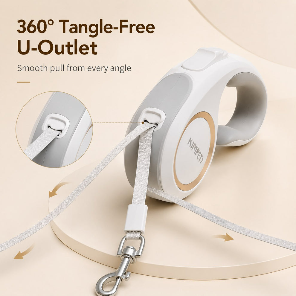 360 degree tangle free U outlet on retractable dog leash