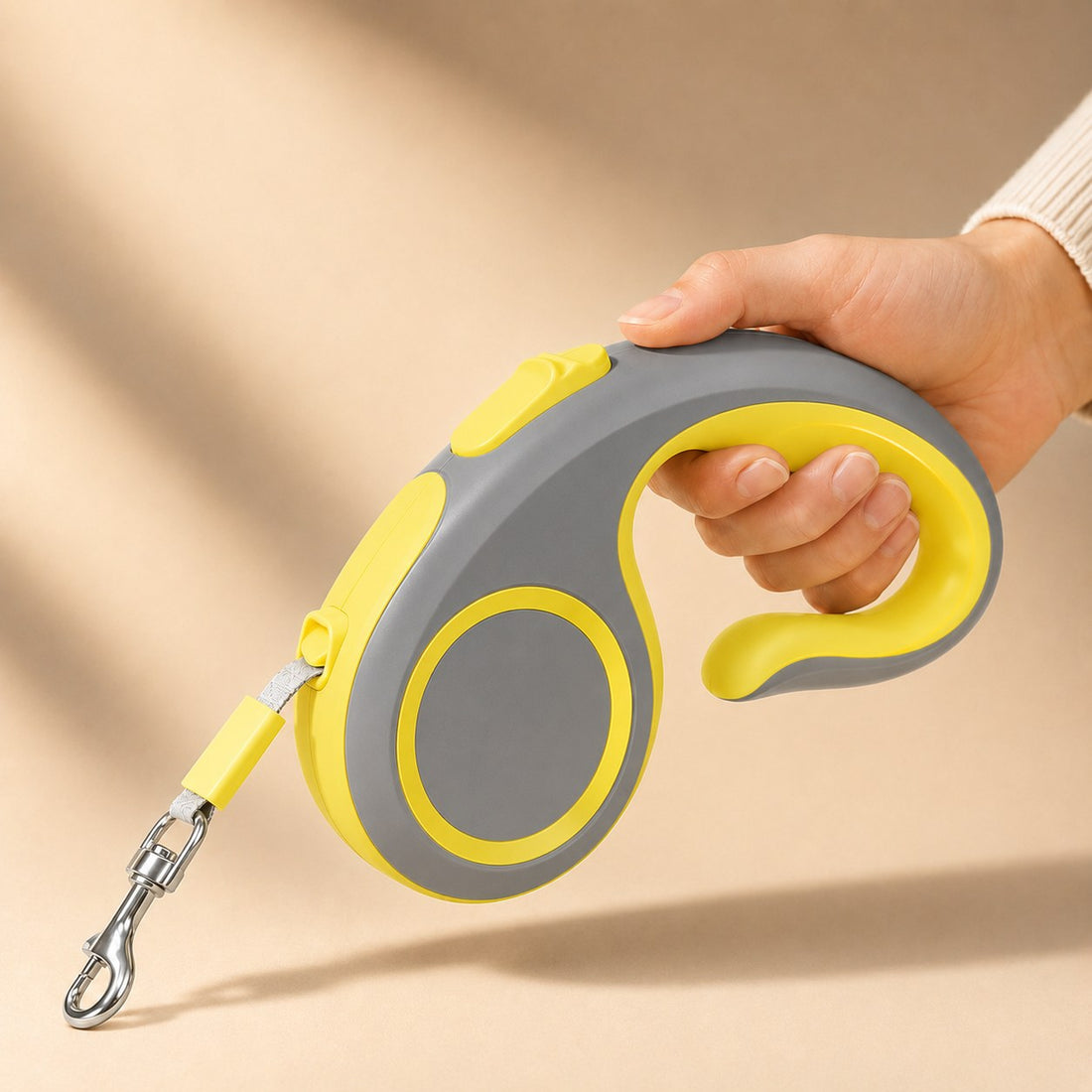 Yellow White retractable dog leash color option