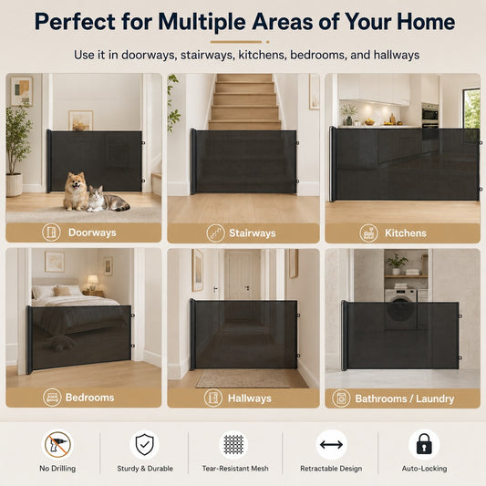 Paws in Awe No-Drill Retractable Pet Gate for Doorways, Kitchens & Stairs - Keep Cats and Dogs Safely Out of Off-Limit Areas image 4