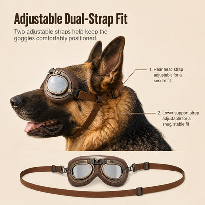 Adjustable dual strap dog goggles fit image