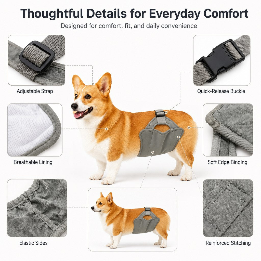 Paws in Awe Reusable Female Dog Diaper for Heat Cycles - Adjustable Washable Sanitary Pants for Home & Travel image 7