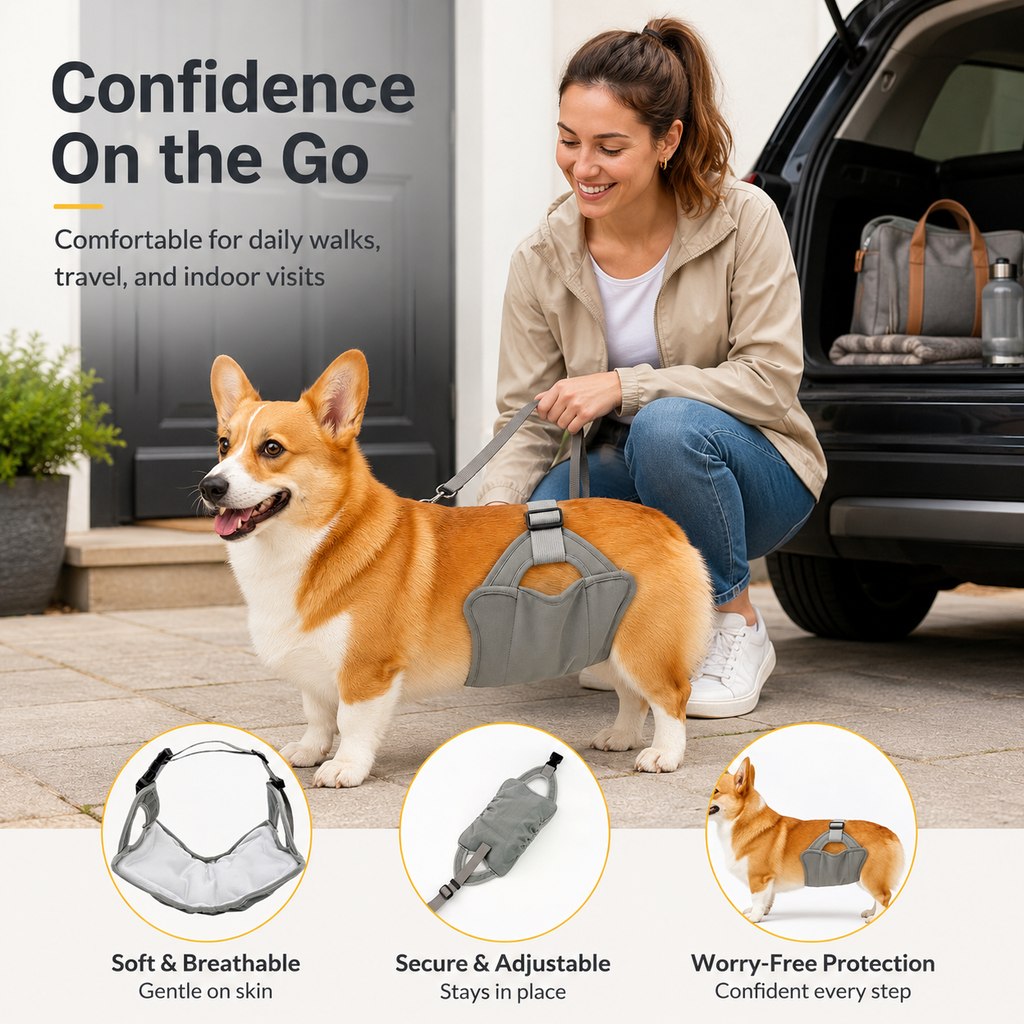 Paws in Awe Reusable Female Dog Diaper for Heat Cycles - Adjustable Washable Sanitary Pants for Home & Travel image 2