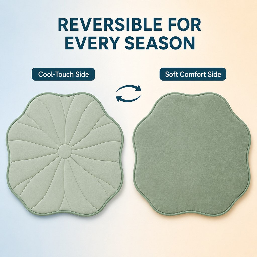 Reversible lotus leaf pet mat with two comfort sides