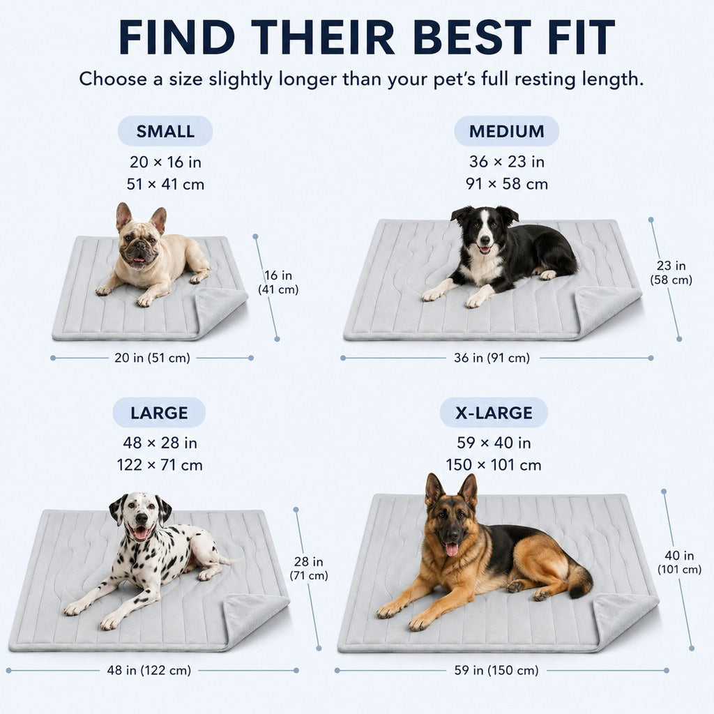 Reversible pet mat size guide