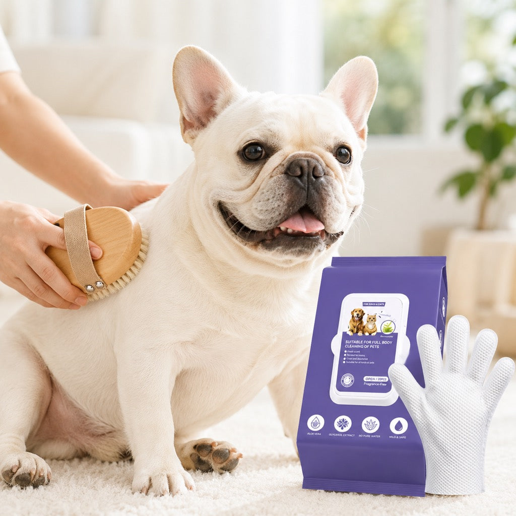 Rinse-free pet cleaning gloves for dogs and cats