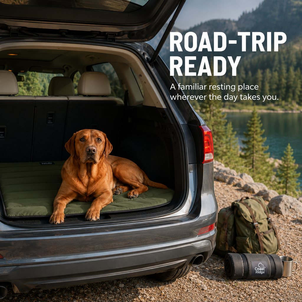 Road-trip ready dog car travel mat in SUV
