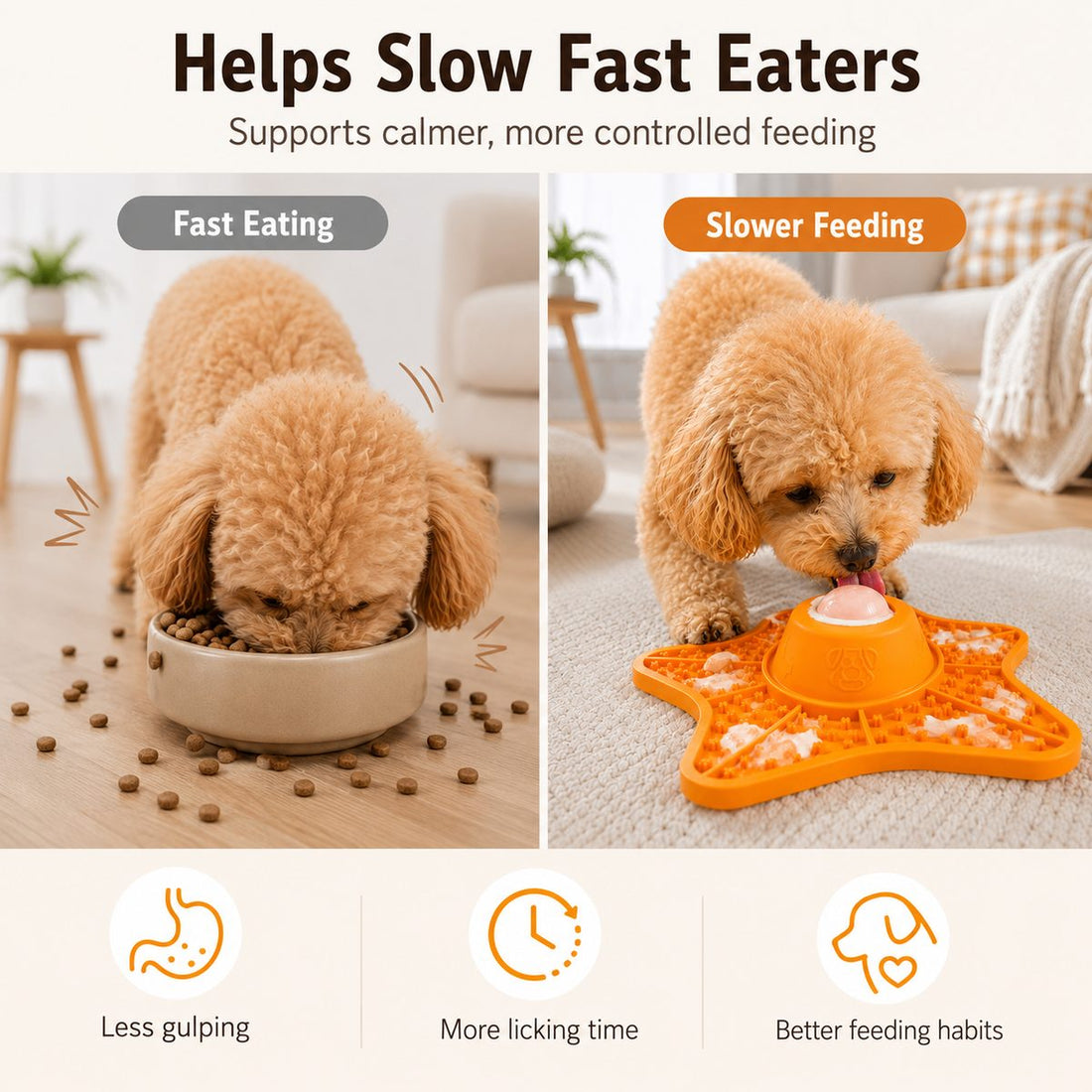 Slow feeder lick mat helps fast-eating dogs and cats eat more slowly.