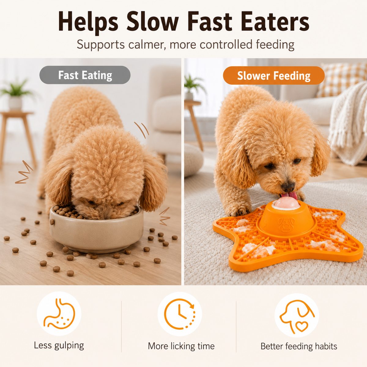 Slow feeder lick mat helps fast-eating dogs and cats eat more slowly.