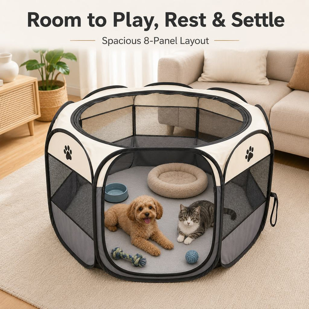 Room to play rest and settle in pet playpen