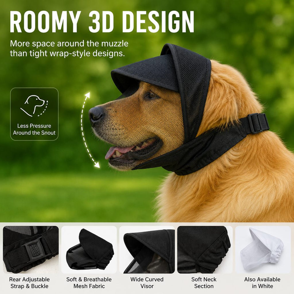 Paws in Awe Breathable Anti-Scavenging Dog Muzzle for Walks - Mesh Hood Helps Block Food Scraps & Trash image 6