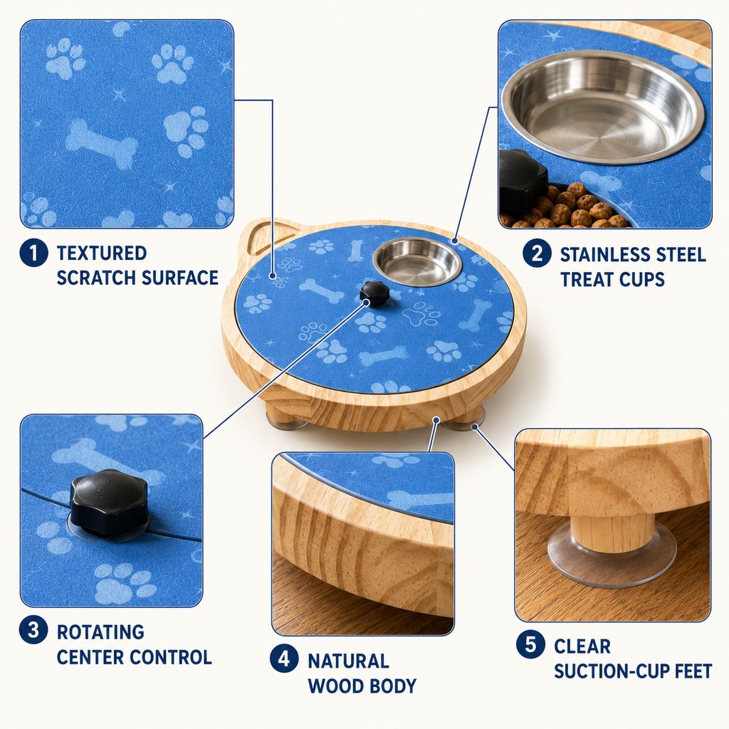 Paws in Awe 2-in-1 Rotating Dog Nail Scratch Board & Treat Puzzle for At-Home Front-Paw Care - Designed for Dogs That Dislike Clippers image 9