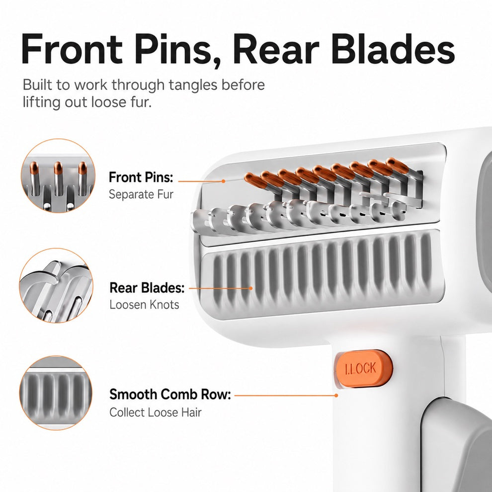 Safety gap pet grooming comb design