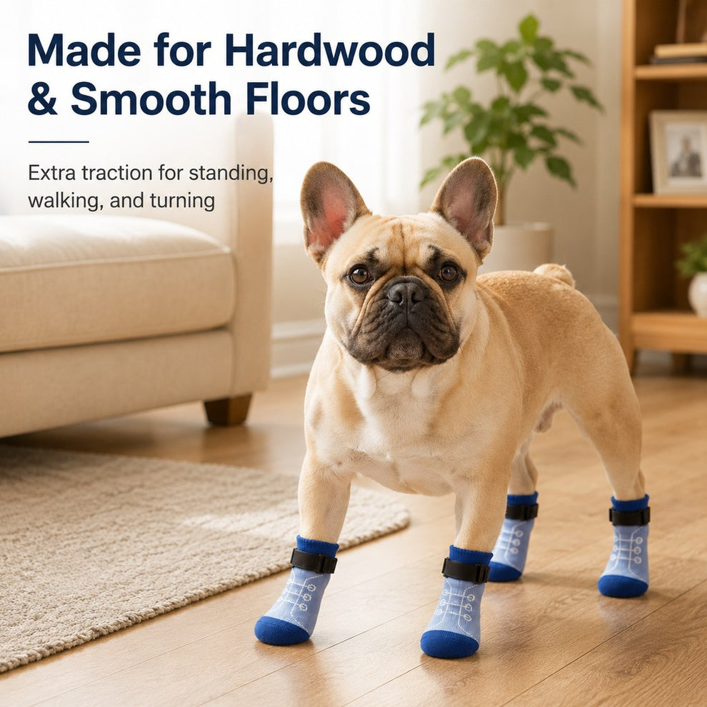 Paws in Awe French Bulldog Non-Slip Socks for Tile & Hardwood Floors - Helps Reduce Back-Leg Slipping, 4-Pack image 4