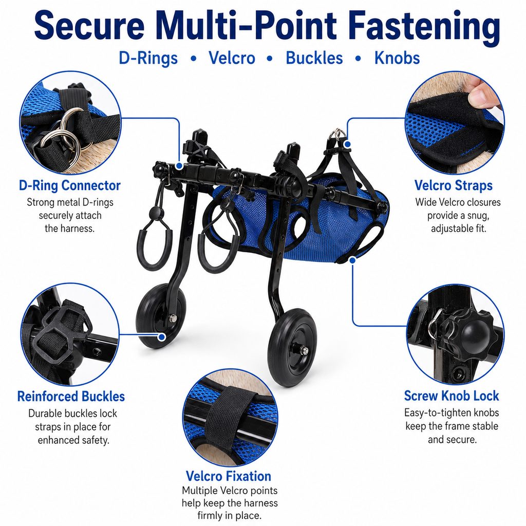 Paws in Awe Adjustable Rear Leg Dog Wheelchair for Daily Walks - Mobility Support Cart for Small Dogs with Weak Back Legs image 7
