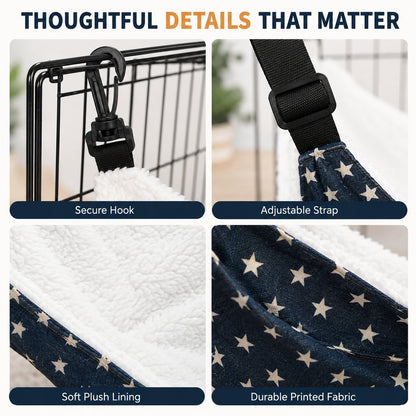 Paws in Awe Reversible Cat Cage Hammock with Adjustable Straps - Space-Saving Hanging Bed for Wire Crates image 4