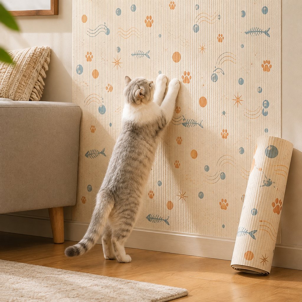 Paws in Awe Self-Adhesive Cat Scratch Mat for Wall & Furniture Protection – Cuttable Cat Scratching Pad for Sofa, Door, Bedside & Home Surfaces image 1