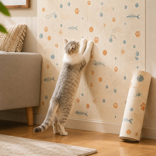 Paws in Awe Self-Adhesive Cat Scratch Mat for Wall & Furniture Protection – Cuttable Cat Scratching Pad for Sofa, Door, Bedside & Home Surfaces image 1