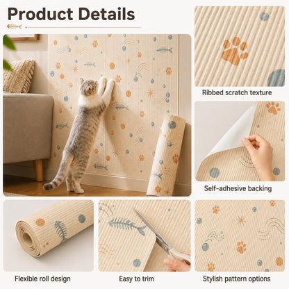 Paws in Awe Self-Adhesive Cat Scratch Mat for Wall & Furniture Protection – Cuttable Cat Scratching Pad for Sofa, Door, Bedside & Home Surfaces image 10