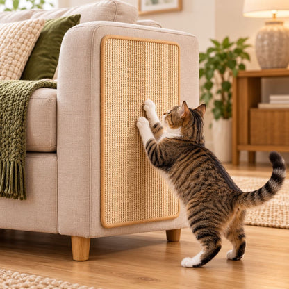 Paws in Awe Self-Adhesive Sisal Cat Scratching Mat for Sofas & Walls - Helps Protect Furniture from Scratches
