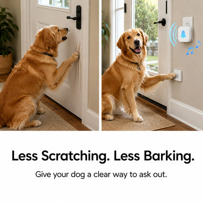 Paws in Awe Wireless Dog Doorbell for Potty Training - Self-Powered Paw Button & Plug-In Chime to Help Dogs Ask to Go Outside image 3