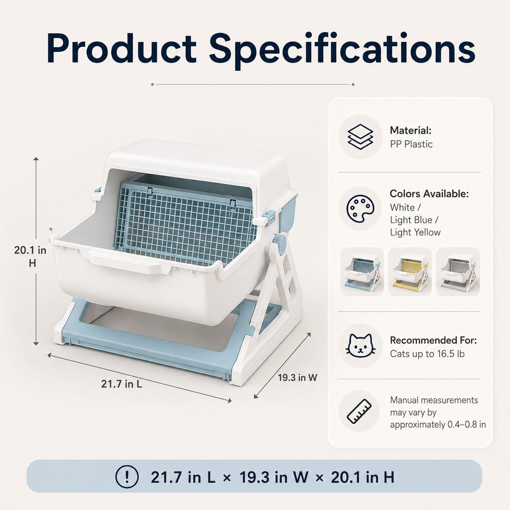 Paws in Awe Semi-Automatic Cat Litter Box for Indoor Cats - Open Entry Flip-to-Sift Design for Easier Cleanup image 7