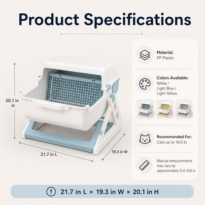 Paws in Awe Semi-Automatic Cat Litter Box for Indoor Cats - Open Entry Flip-to-Sift Design for Easier Cleanup image 7