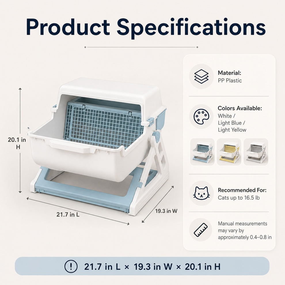 Paws in Awe Semi-Automatic Cat Litter Box for Indoor Cats - Open Entry Flip-to-Sift Design for Easier Cleanup image 7