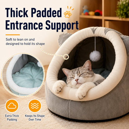 Paws in Awe Semi-Enclosed Plush Pet Bed for Cats & Small Dogs - Cozy Indoor Hideaway for Rest image 6