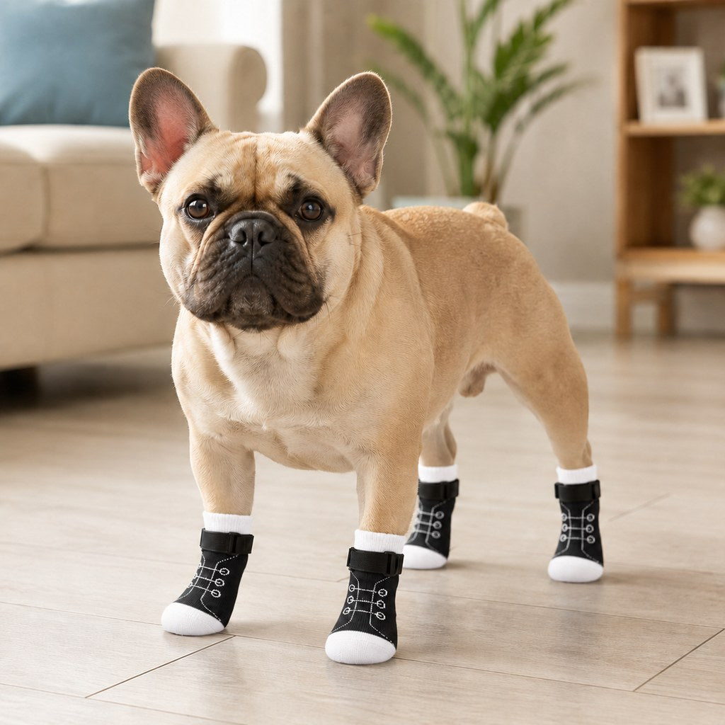 Paws in Awe French Bulldog Non-Slip Socks for Tile & Hardwood Floors - Helps Reduce Back-Leg Slipping, 4-Pack image 19