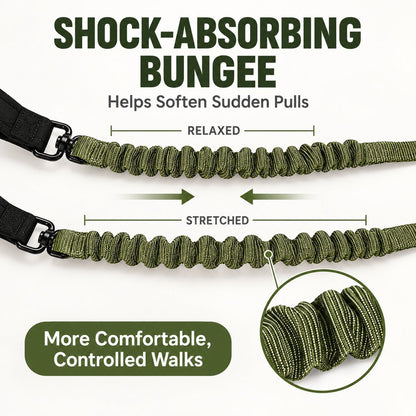Elastic shock-absorbing bungee section that helps soften sudden pulls