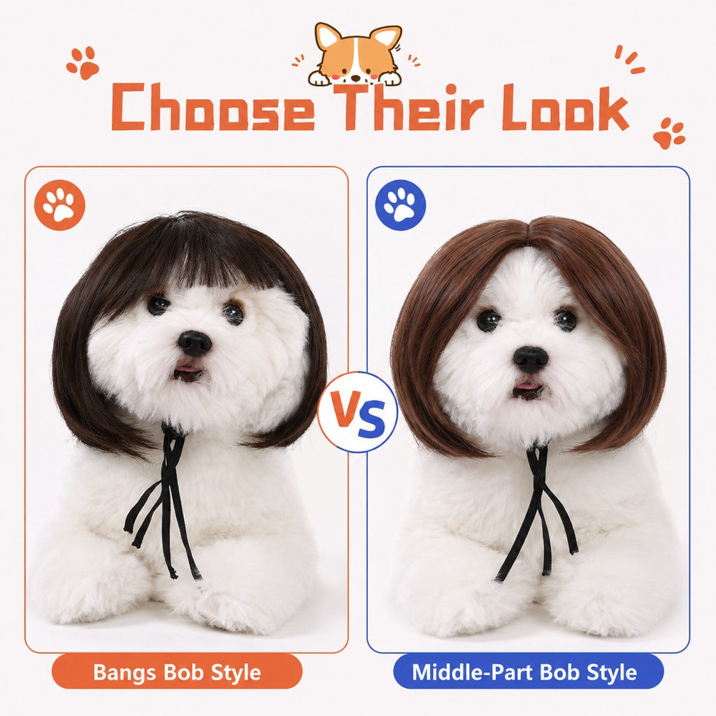 Paws in Awe Funny Short Bob Pet Wig for Photos & Parties - Easy Costume Prop for Cats & Small Dogs image 4