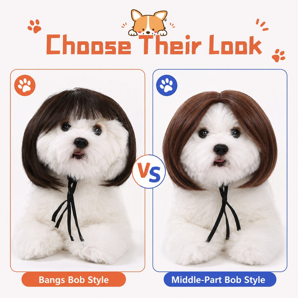Paws in Awe Funny Short Bob Pet Wig for Photos & Parties - Easy Costume Prop for Cats & Small Dogs image 4