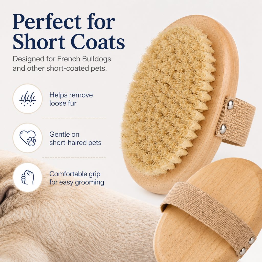 Short coat dog boar bristle brush for loose fur