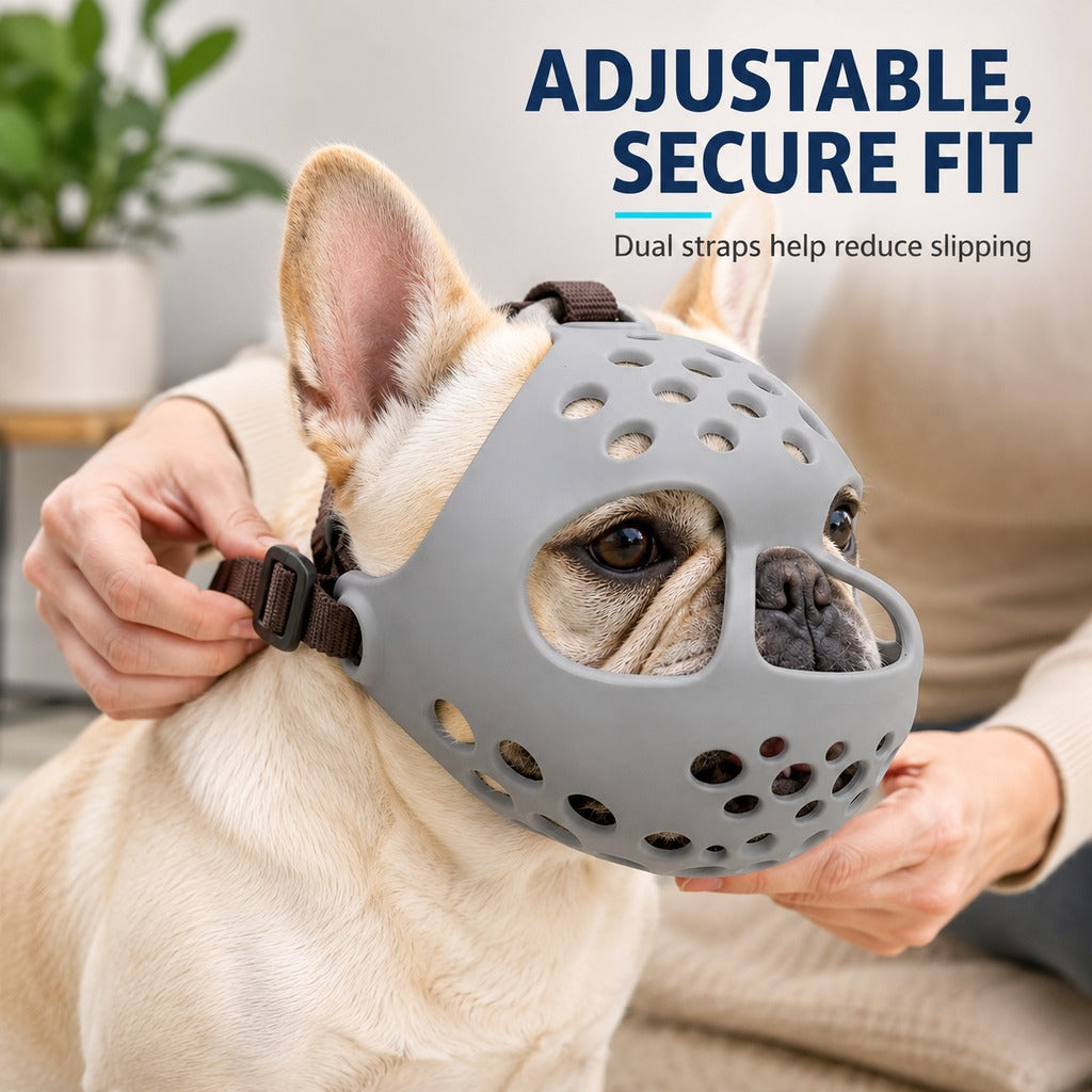 Paws in Awe Short-Snout Dog Muzzle for French Bulldogs - Breathable No-Bite & Anti-Scavenging Muzzle for Walks, Grooming and Daily Care image 5