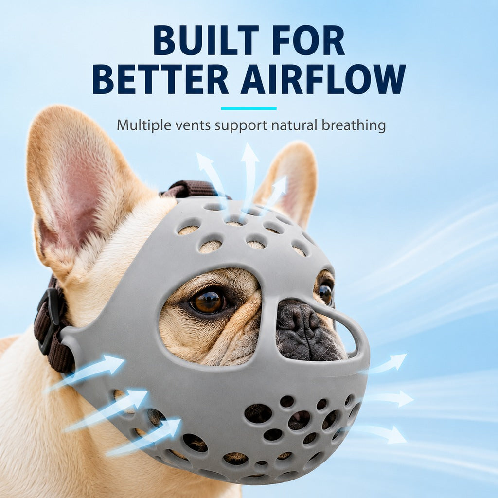 Paws in Awe Short-Snout Dog Muzzle for French Bulldogs - Breathable No-Bite & Anti-Scavenging Muzzle for Walks, Grooming and Daily Care image 4