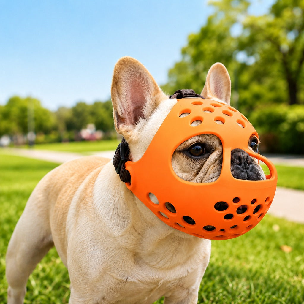 Paws in Awe Short-Snout Dog Muzzle for French Bulldogs - Breathable No-Bite & Anti-Scavenging Muzzle for Walks, Grooming and Daily Care image 10