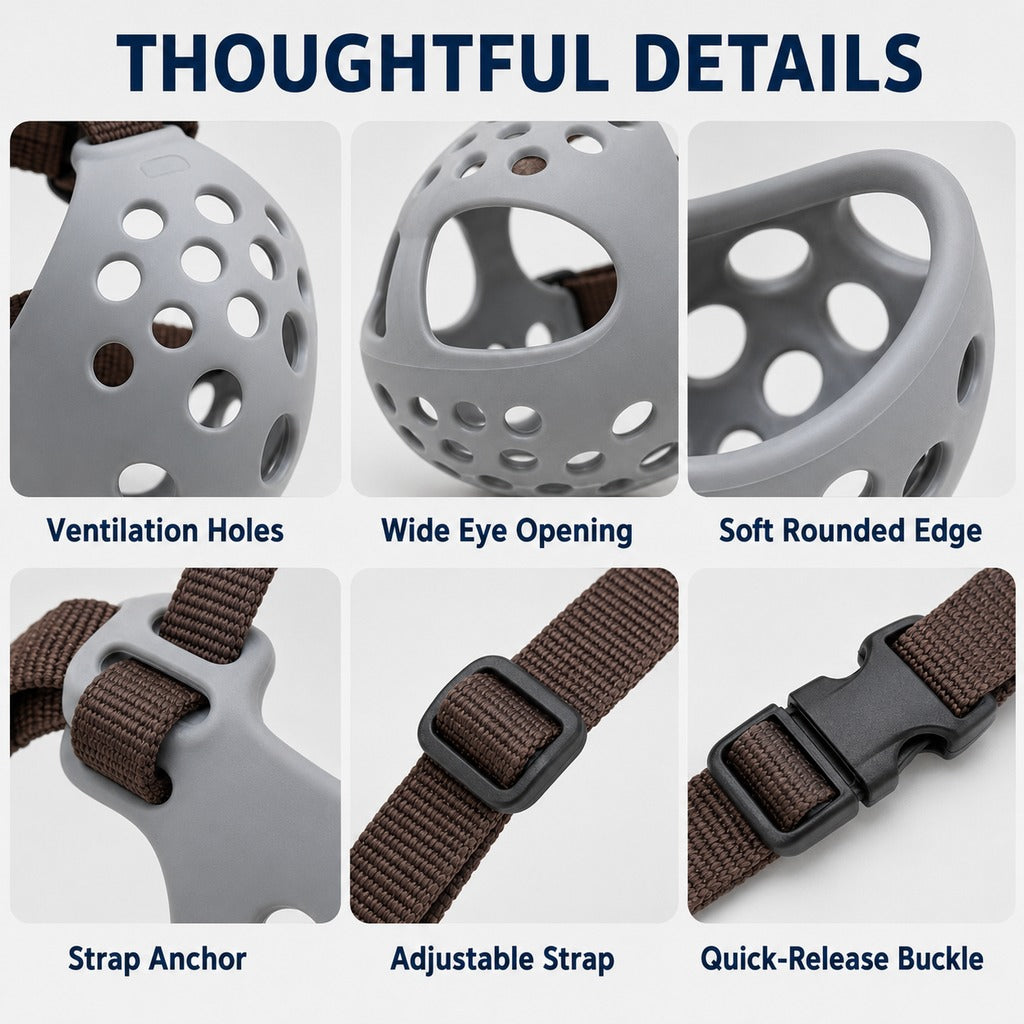Paws in Awe Short-Snout Dog Muzzle for French Bulldogs - Breathable No-Bite & Anti-Scavenging Muzzle for Walks, Grooming and Daily Care image 7