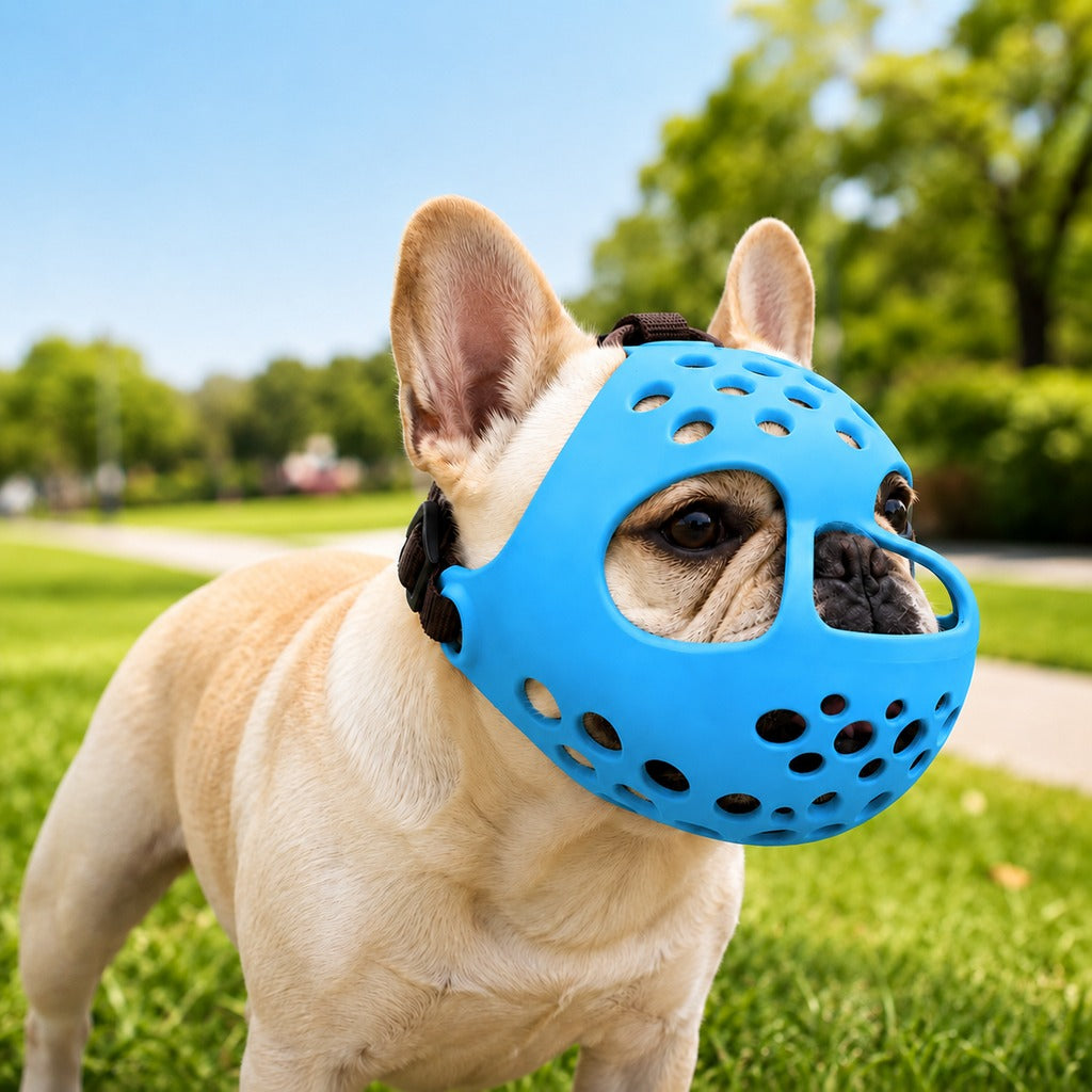 Paws in Awe Short-Snout Dog Muzzle for French Bulldogs - Breathable No-Bite & Anti-Scavenging Muzzle for Walks, Grooming and Daily Care image 11