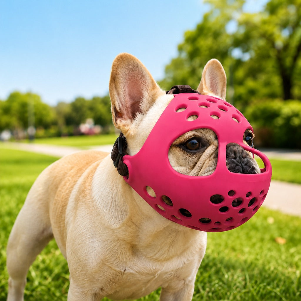Paws in Awe Short-Snout Dog Muzzle for French Bulldogs - Breathable No-Bite & Anti-Scavenging Muzzle for Walks, Grooming and Daily Care image 9